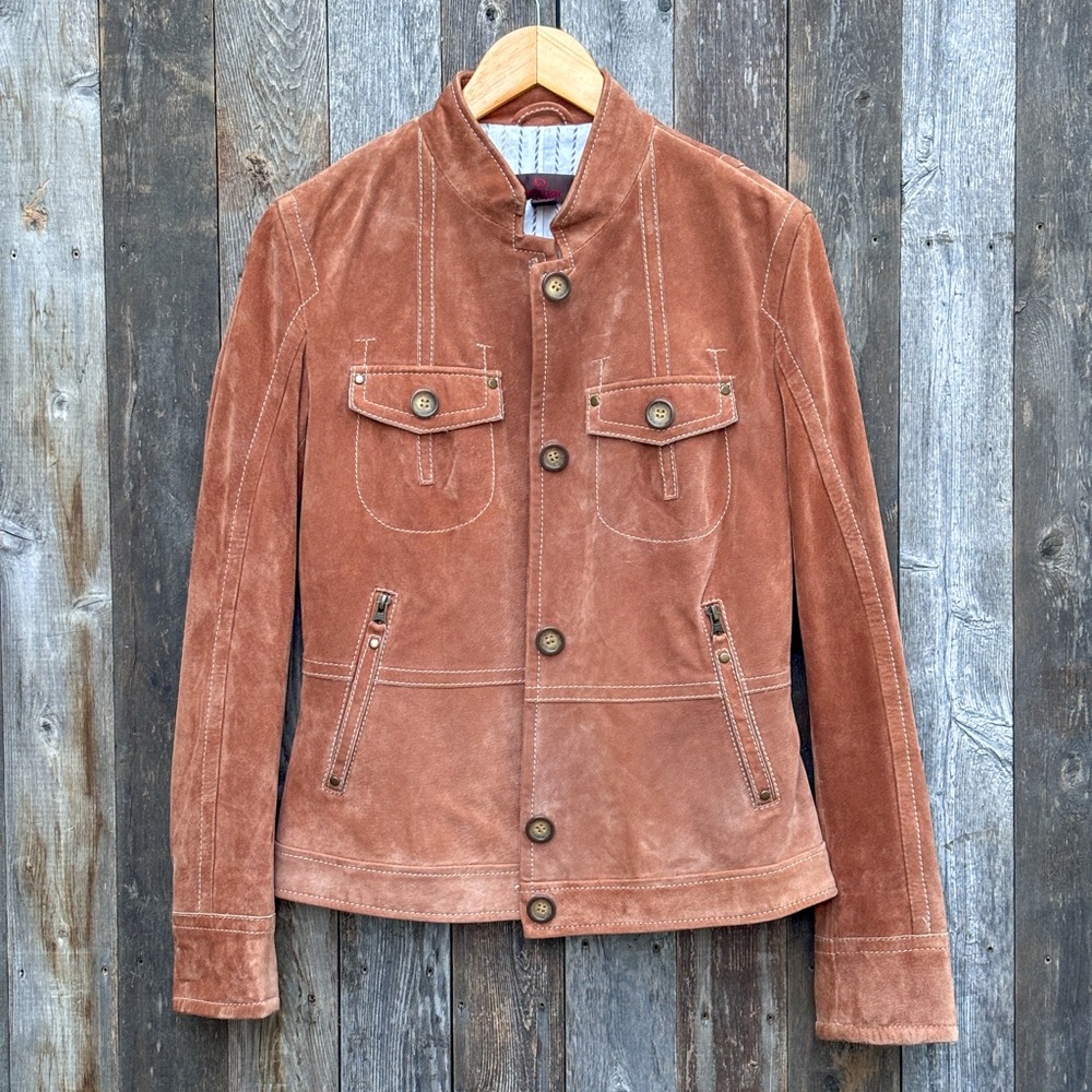 DANIER suede genuine leather jacket, tan color, size xs.